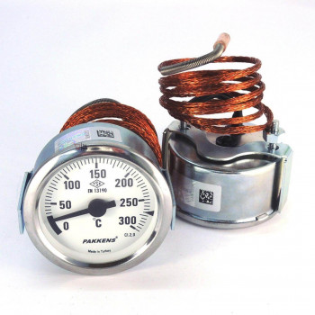 Технический термометр с капилляром +300°C Pakkens (2 метра) Ø60 мм